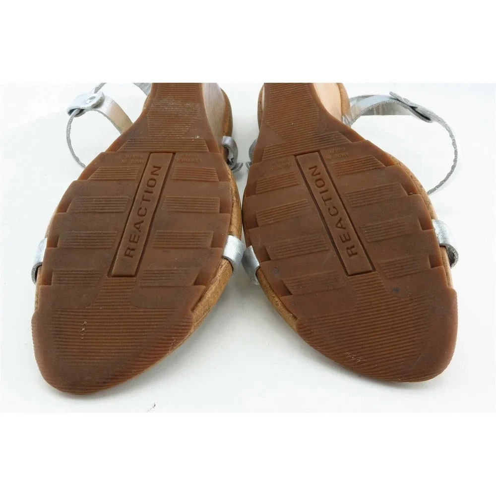 Kenneth Cole Reaction‎ Size 7 M Silver Gladiator Synthetic Women Sandal Shoes_6